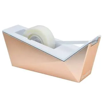 Scotch Facet Design One-Handed Dispenser, with 3/4 x 350 Tape Roll, 1" Core, Copper (C17-CP)