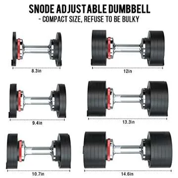 SNODE Adjustable Dumbbell, 28/50lb Cast Iron Dumbbell (Single) - Adjustable Weights with Anti-Slip Metal Handle, Iron Base, Fast Adjust Weights for Strength Training Home Gym (50 lbs from 8)