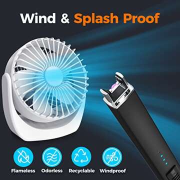 Bswalf Lighter Candle Lighter, Electric Lighter USB Rechargeable Lighters Have Triple Safety and LED Battery Display, Windproof Flameless Plasma Arc Lighter for Candle Camping Grill (Black)