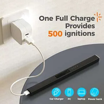 Bswalf Lighter Candle Lighter, Electric Lighter USB Rechargeable Lighters Have Triple Safety and LED Battery Display, Windproof Flameless Plasma Arc Lighter for Candle Camping Grill (Black)