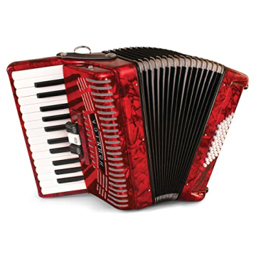 Hohner 1304-RED 48 Bass Accordion - Vibrant Sound & Lightweight Design