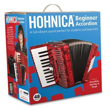 Hohner 1304-RED 48 Bass Accordion Vibrant Sound Lightweight