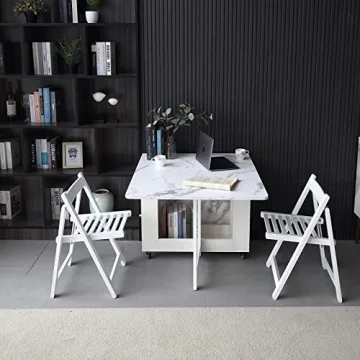 FUNROLUX Foldable Dining Table with Storage Drawers for Space Saving
