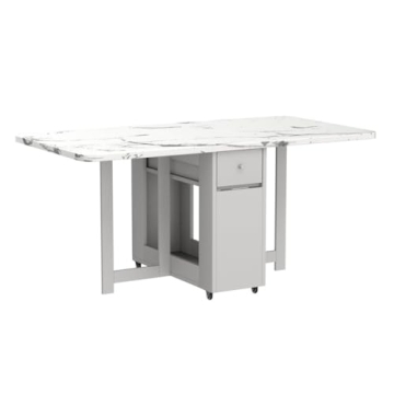 FUNROLUX Foldable Dining Table with Storage Drawers for Space Saving