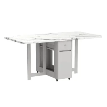 FUNROLUX Foldable Dining Table with Storage Drawers for Space Saving