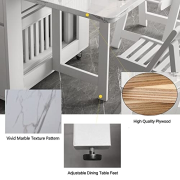 FUNROLUX Foldable Dining Table with Storage Drawers for Space Saving