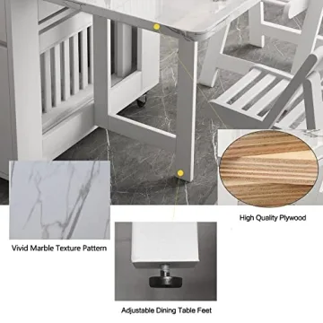 FUNROLUX Foldable Dining Table with Storage Drawers for Space Saving
