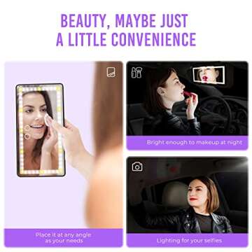 Car Visor Lighted Vanity Mirror - Tovendor Car Makeup Mirror with Lights 60 LED, Dimmable Sun Visor Mirror with Touch on Screen, Clip-on Vanity Mirror for Women