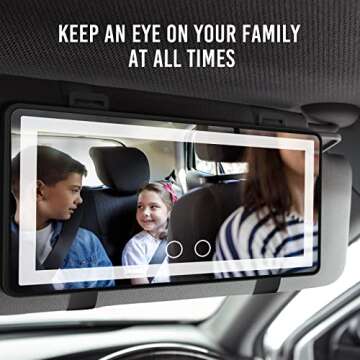 Car Visor Lighted Vanity Mirror - Tovendor Car Makeup Mirror with Lights 60 LED, Dimmable Sun Visor Mirror with Touch on Screen, Clip-on Vanity Mirror for Women