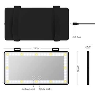 Car Visor Lighted Vanity Mirror - Tovendor Car Makeup Mirror with Lights 60 LED, Dimmable Sun Visor Mirror with Touch on Screen, Clip-on Vanity Mirror for Women