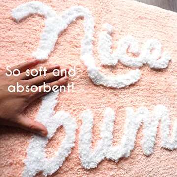 Evovee Nice Butt Bum Bath Mat Peach Orange Coral Blush Beautiful Cute Bathroom Rugs for Girls Pink You Look Good Gorgeous Funny Shower Fun Bathroom Decor Non-Slip Washable Kids Women