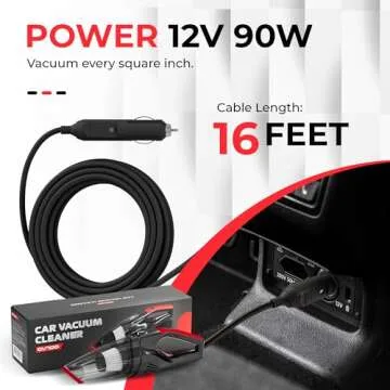 Airmoto Car Vacuum Cleaner High Power with 16 Ft Cord - 12V Portable Handheld Vacuum Cleaner - Dust Buster with Strong Suction - Car Accessories for Women and Men