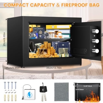 1.2 Cu ft Fireproof Safe Box for Home and Office Security