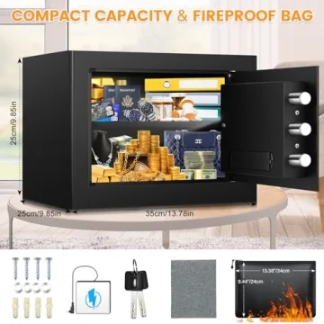 1.2 Cu ft Fireproof Safe Box for Home and Office Security