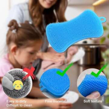 Durable 6 PCS Silicone Dish Sponges for Easy Cleaning