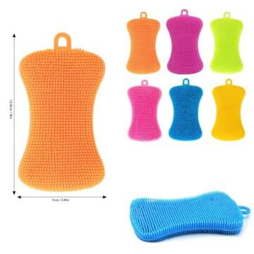 Durable 6 PCS Silicone Dish Sponges for Easy Cleaning