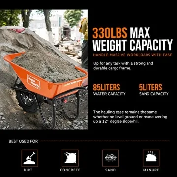 SuperHandy 24V Electric Wheelbarrow 330LBS Capacity Hauler