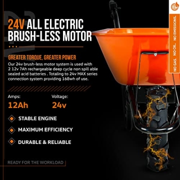 SuperHandy 24V Electric Wheelbarrow 330LBS Capacity Hauler