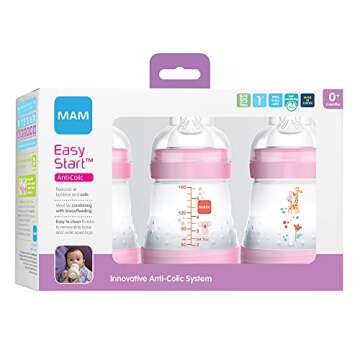 MAM Easy Start Anti-Colic Bottle 5 oz (3-Count), Baby Essentials, Slow Flow Bottles with Silicone Ni...
