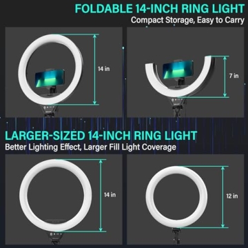 UBeesize 14'' Foldable Ring Light with Tripod and Remote