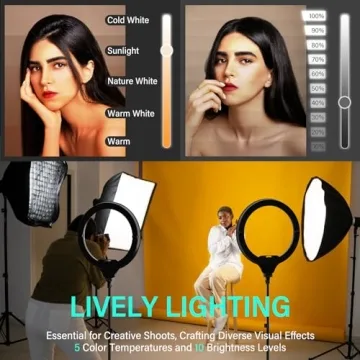 UBeesize 14'' Foldable Ring Light with Tripod and Remote