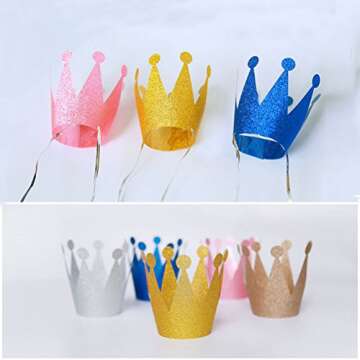 NUOLUX Birthday Crowns Perfect for Kids' Parties, 6PCS