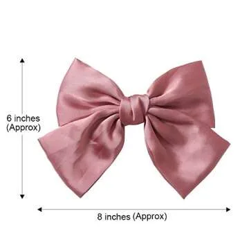 Big Hair Bow Clips Satin Silk Thick Hair Barrettes French Style Hair Accessories 6PCS for Girls Women Ladies by JIAHANG