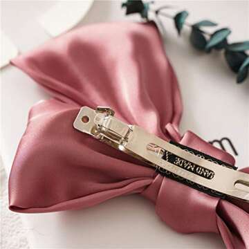 Big Hair Bow Clips Satin Silk Thick Hair Barrettes French Style Hair Accessories 6PCS for Girls Women Ladies by JIAHANG
