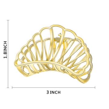 Elegant ACCGLORY Gold Metal Hair Claw Clip for Women