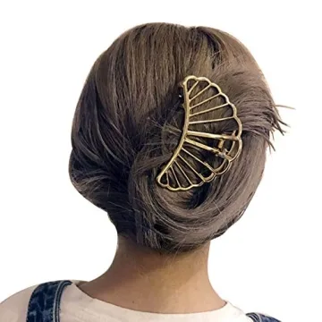 Elegant ACCGLORY Gold Metal Hair Claw Clip for Women