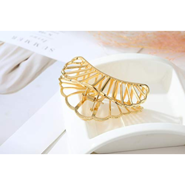 Elegant ACCGLORY Gold Metal Hair Claw Clip for Women