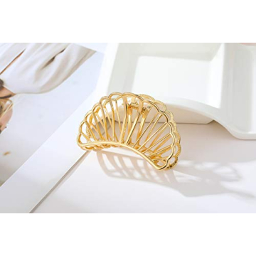 Elegant ACCGLORY Gold Metal Hair Claw Clip for Women