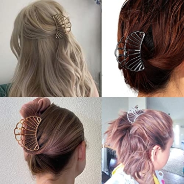 Elegant ACCGLORY Gold Metal Hair Claw Clip for Women