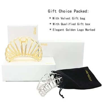 Elegant ACCGLORY Gold Metal Hair Claw Clip for Women