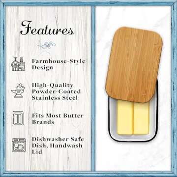 Home Acre Designs Butter Dish with Lid for Farmhouse Home Decor, Kitchen Collection