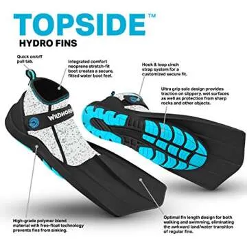 Seaview 180 Topside Snorkel Fins - Compact, Travel, Swim Fins for Men & Women - Revolutionary Walkable Short Blade Swimming Fins for Land and Sea