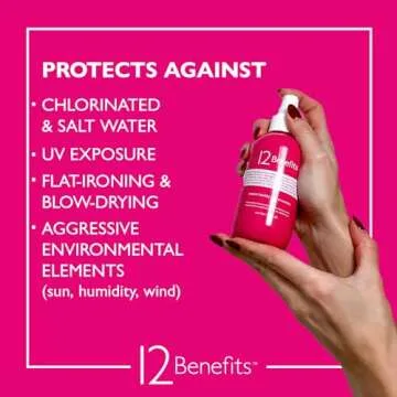 12 Benefits Instant Healthy Hair Treatment, Leave-In Conditioning, Smoothes Frizz, Strengthens & Repairs, Heat Protection Spray, 6 Fl Oz (Pack of 2)