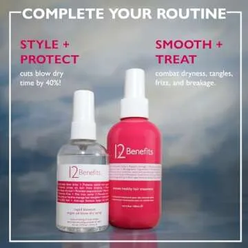 12 Benefits Instant Healthy Hair Treatment, Leave-In Conditioning, Smoothes Frizz, Strengthens & Repairs, Heat Protection Spray, 6 Fl Oz (Pack of 2)