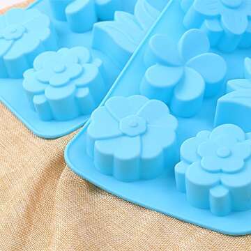 homEdge 6-Cavity Non-stick Silicone Flower Mold Set