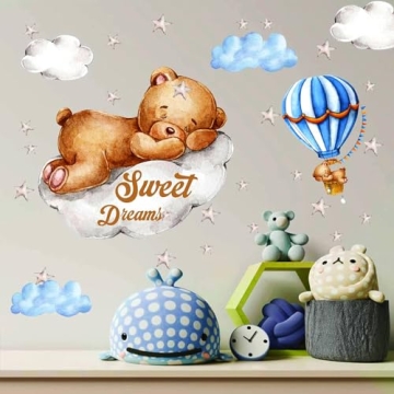 Tedy Bear Moon and Stars Wall Decor for Nursery