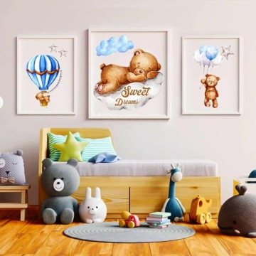 Tedy Bear Moon and Stars Wall Decor for Nursery
