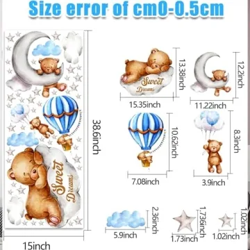 Tedy Bear Moon and Stars Wall Decor for Nursery