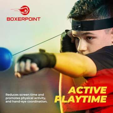 Boxerpoint Kids Boxing Reflex Ball – Boxing Ball Headband Boxing Games with 3 Skill Levels & Inclu...