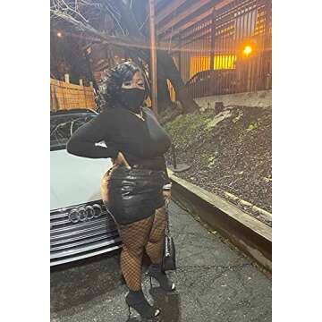 DALLNS Women Faux Leather Shorts High Waisted Paper Bag Pleather Stretchy PU Elastic Waist Shorts Casual Fall Winter Outfits Clothes Black3 XL