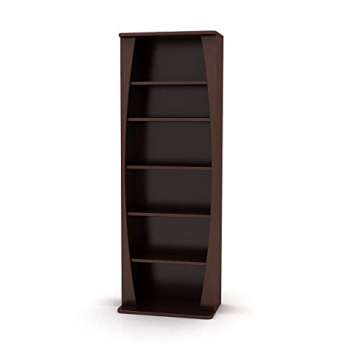Atlantic Canoe Curved Multimedia Storage Cabinet - Holds 231 CD; or 115 DVD; or 140 Blu-ray/Games Discs, Adjustable Shelves, PN 22535717 in Espresso
