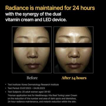 Vita Real Toning Laser Cream - Face Moisturizer for Hydrating and Glow-enhancing - Face Cream with Vitamin Capsule and Hydration Gel for Uneven Skin Tone - LED Device for Absorption - 1.7 fl. oz