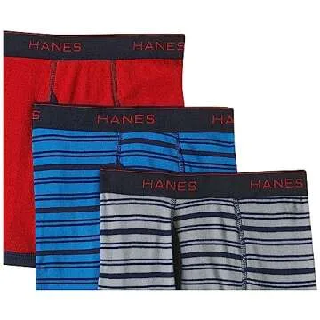 Hanes Boys' Comfortable Cotton Boxer Briefs Multipack