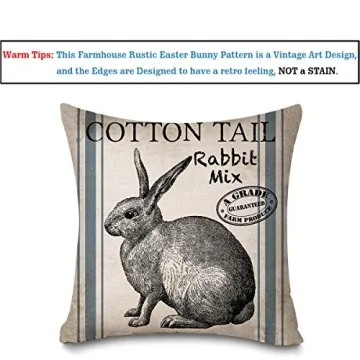 Charming Vintage Bunny Throw Pillow Covers 18 inch Set of 2