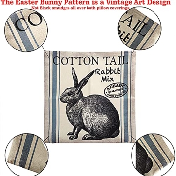 Charming Vintage Bunny Throw Pillow Covers 18 inch Set of 2