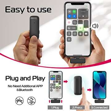 ULANZI J11 Wireless Lavalier Microphone for iPhone iPad, 1-in-1 Plug-Play Mic with Charging Case for...